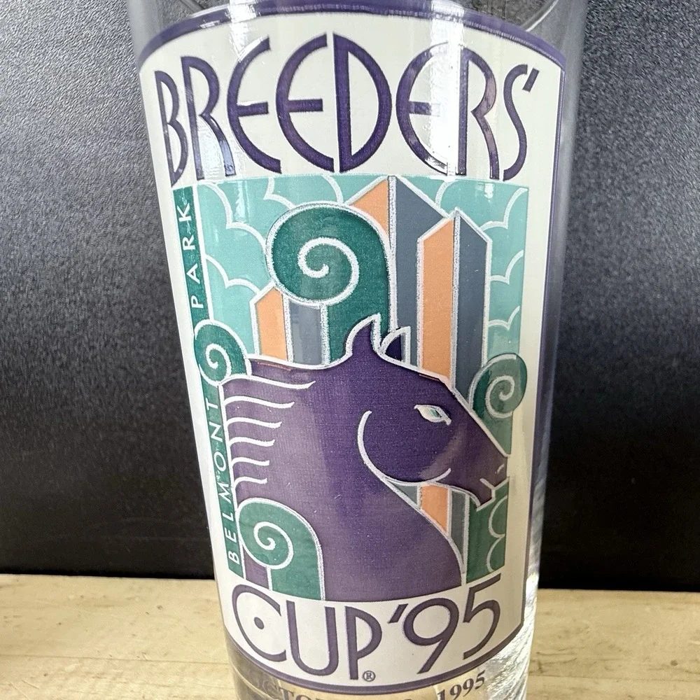 Official Breeders' Cup 1995 Champions Belmont Park Souvenir Glass Lot of‎ 2